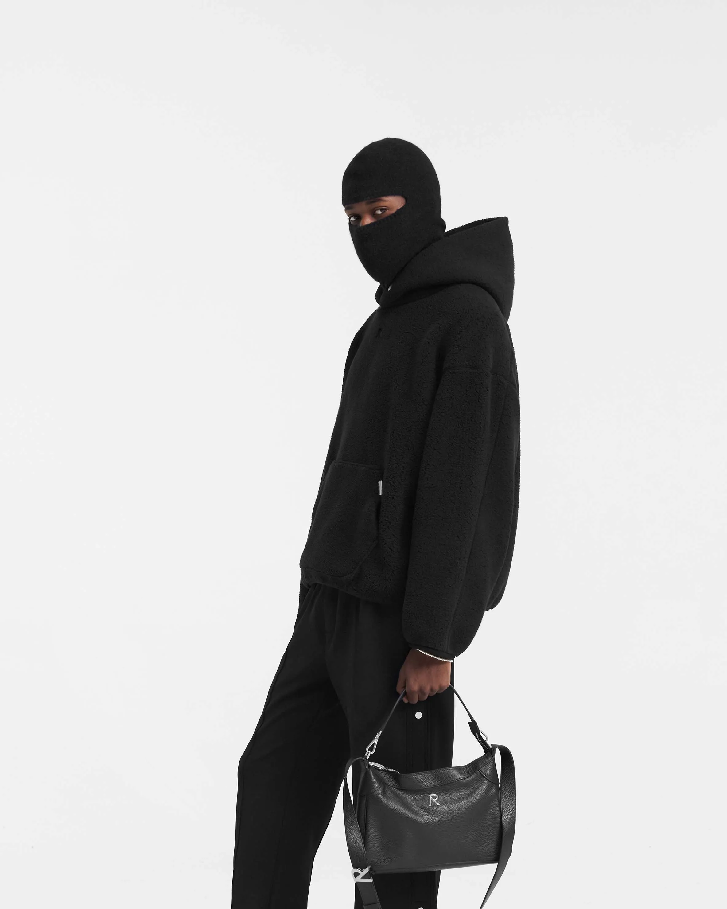 Fleece Oversized Hoodie - Black Water Resistant Dark Shade