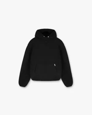shiny accents Fleece Oversized Hoodie - Black
