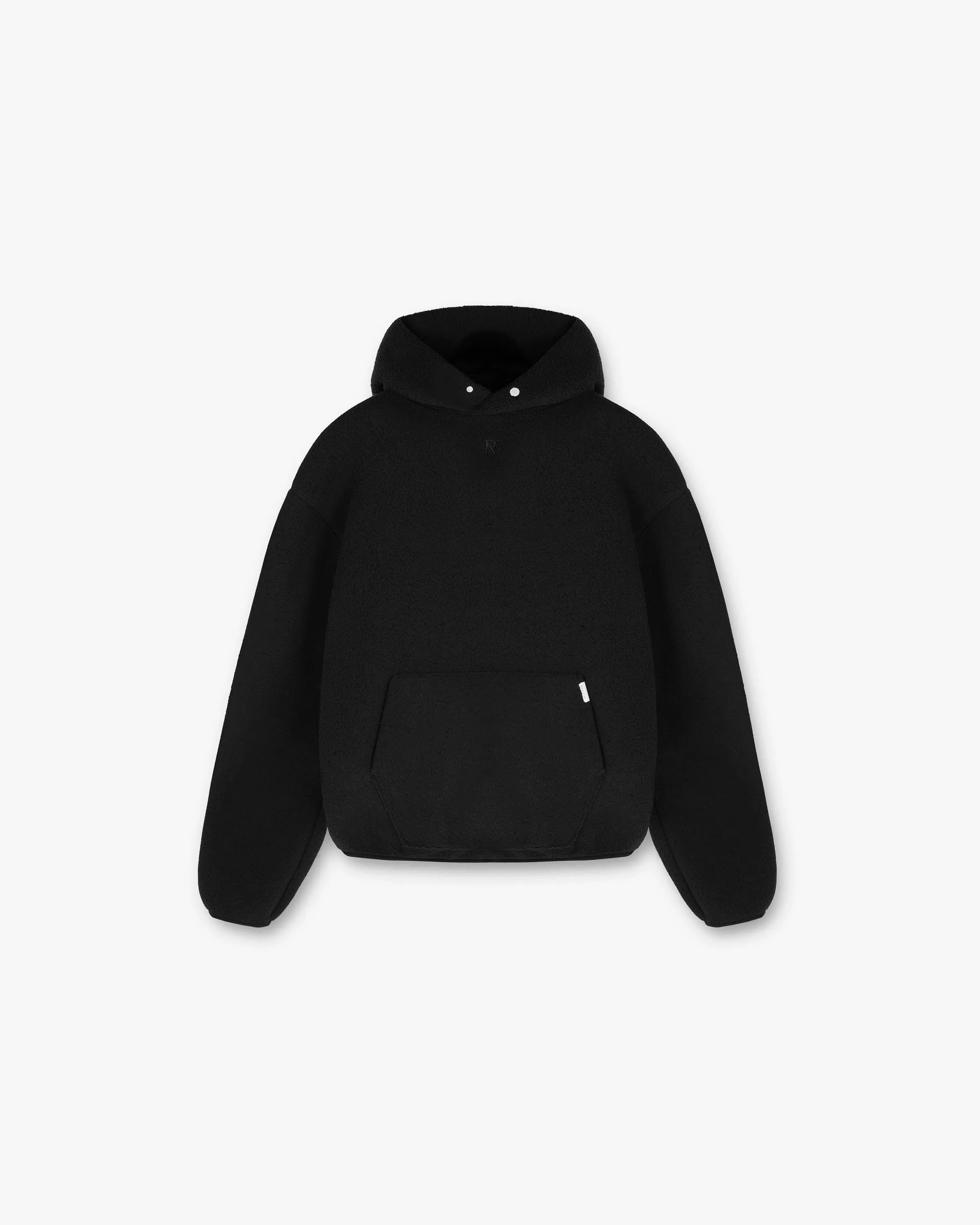 shiny accents Fleece Oversized Hoodie - Black