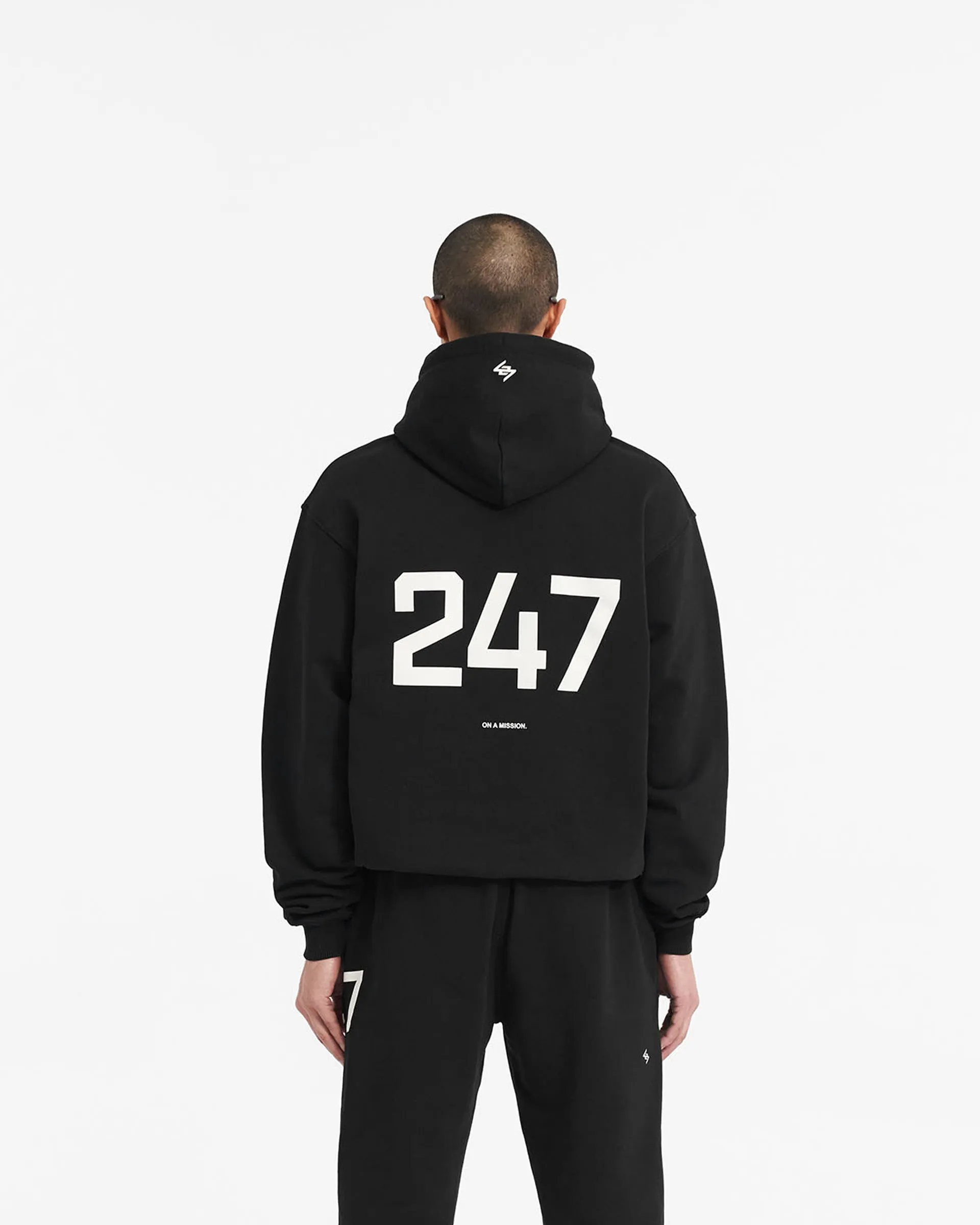 Daily Relaxed hook accents 247 Oversized Hoodie - Jet Black