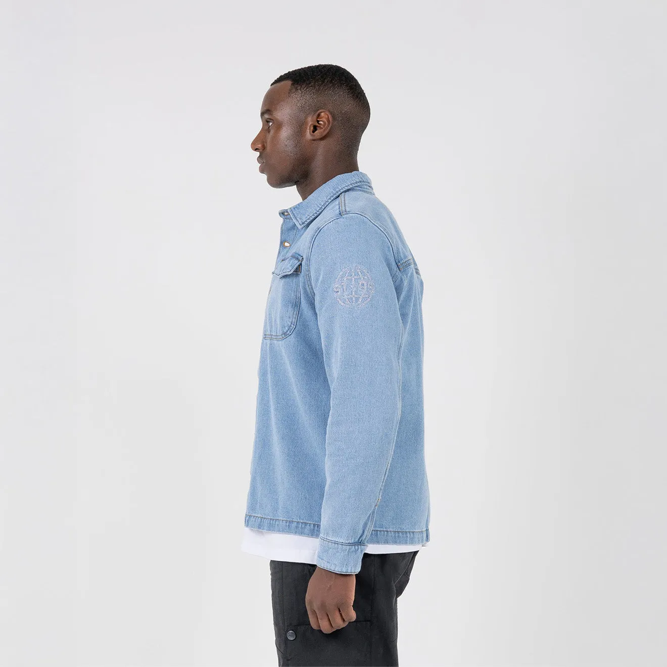 Summer Fashion Reinforced Shoulders ST95 Misa Denim Shirt Washed Blue