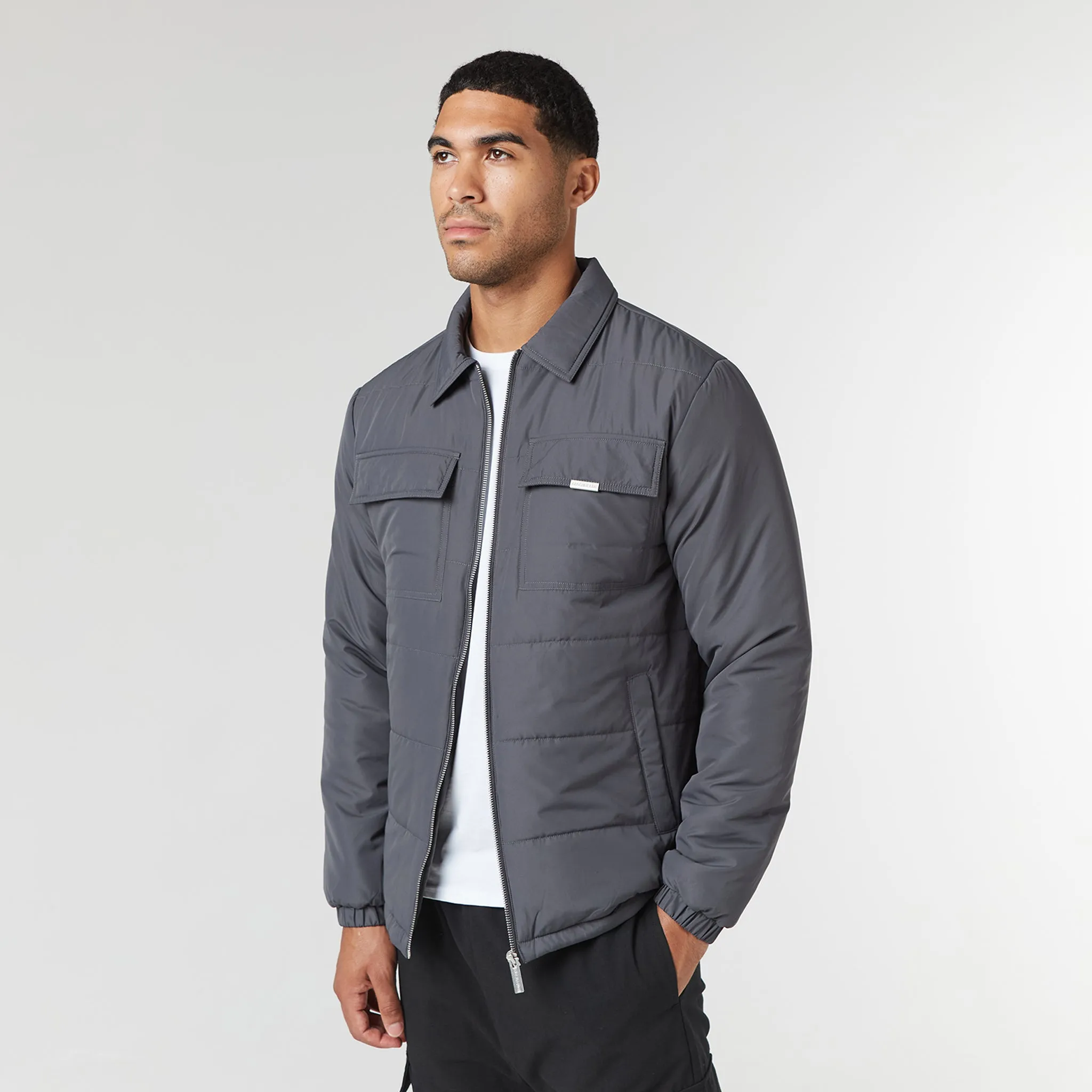 Quilted Overshirt Jacket | Charcoal City Layer Style