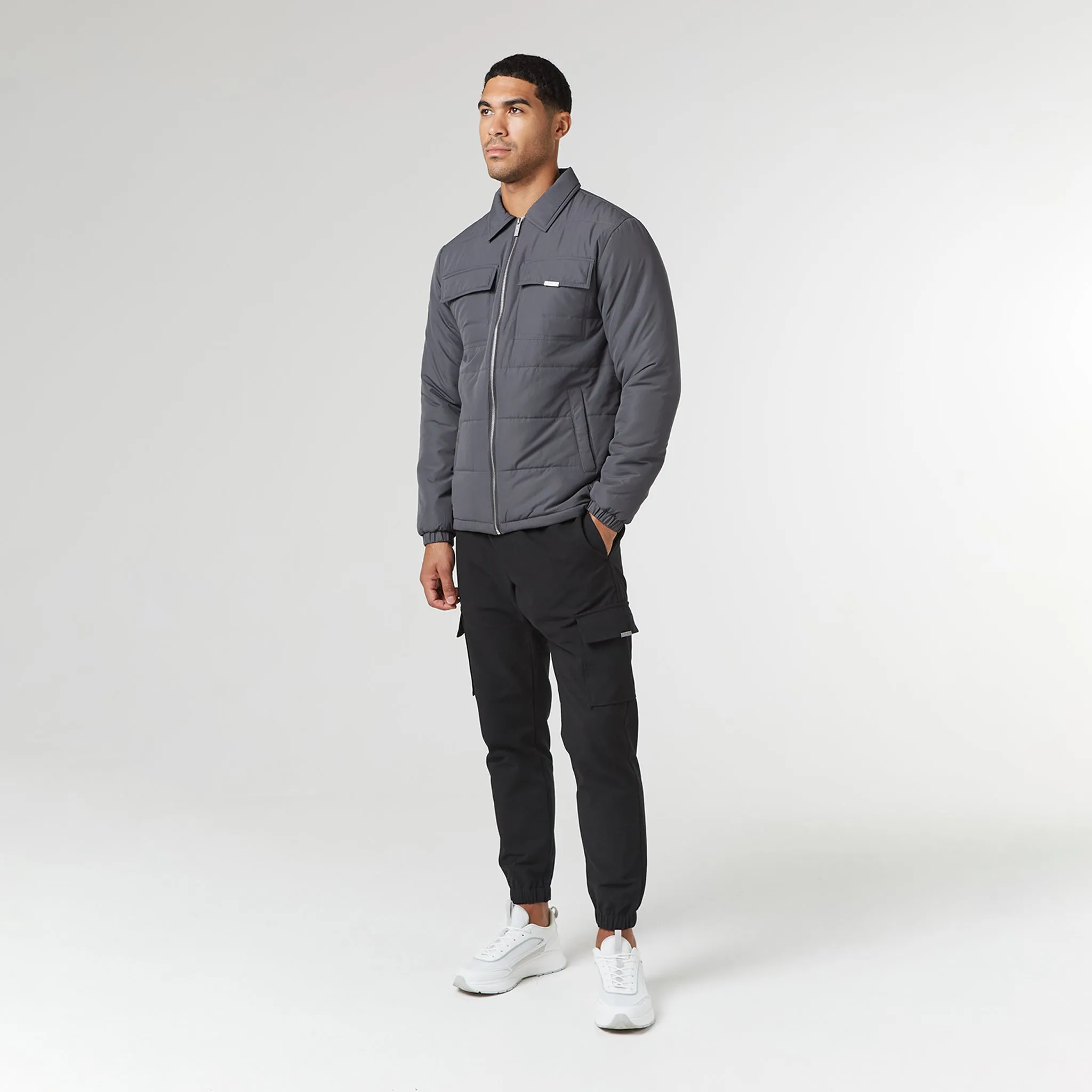 Quilted Overshirt Jacket | Charcoal HeatRetentionTechnology Noise Free Movement