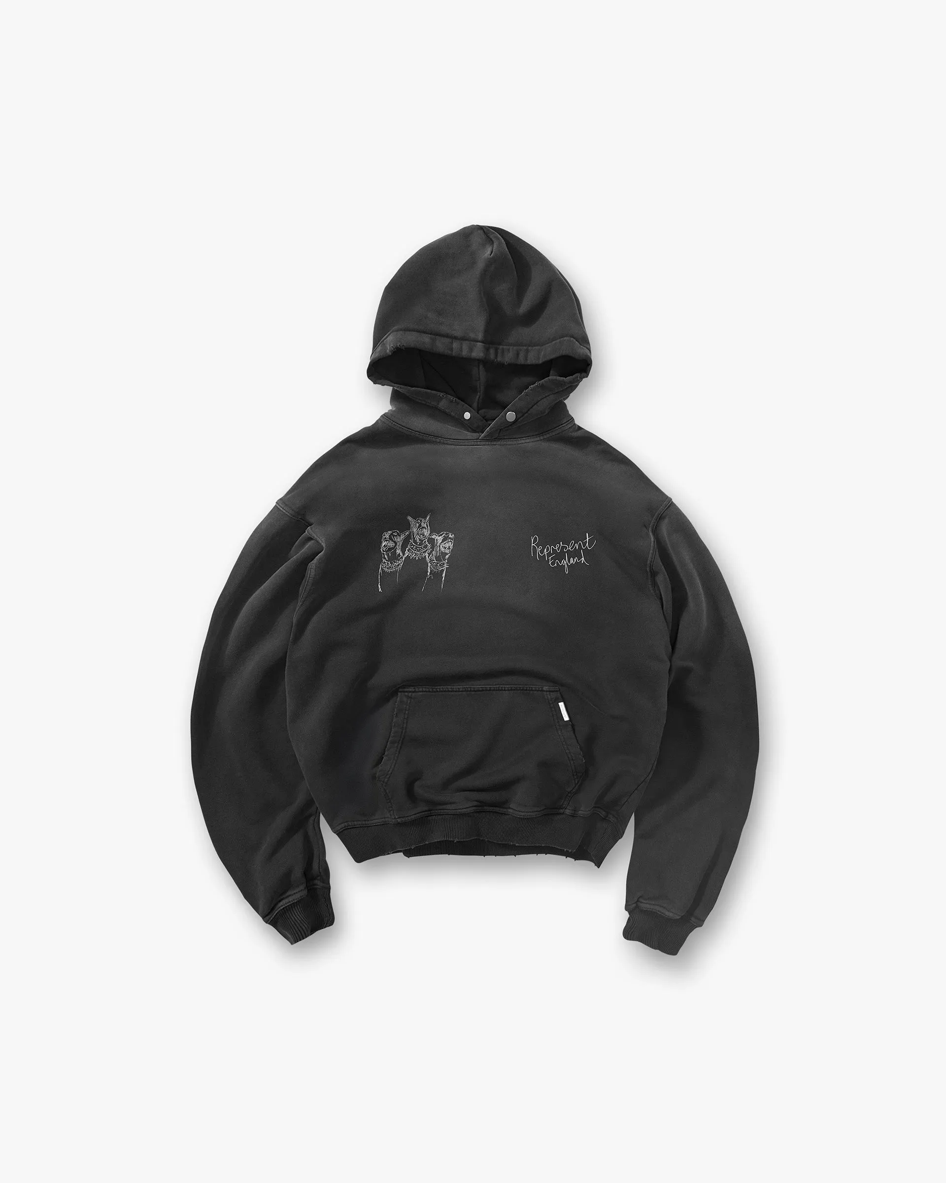 Hand Drawn Thoroughbred Hoodie - Aged Black Geometric Print