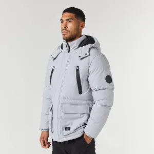 Expedition Parka Jacket | Ice Grey Flat Lock Stitching Elasticized Edging
