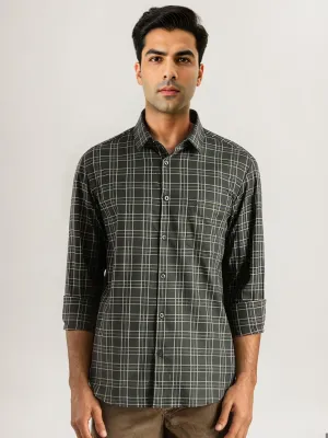 Men Checked Full Sleeve Cotton Shirt Pocket Detailing Active Design