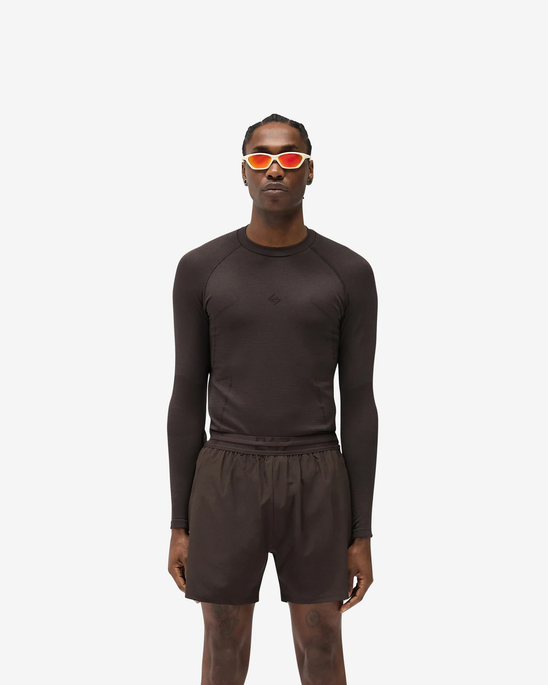 City Fashion Look 247 Uprising Long Sleeve Seamless T-Shirt - Chocolate