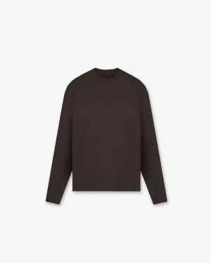 247 Uprising Long Sleeve Seamless T-Shirt - Chocolate Office Casual
