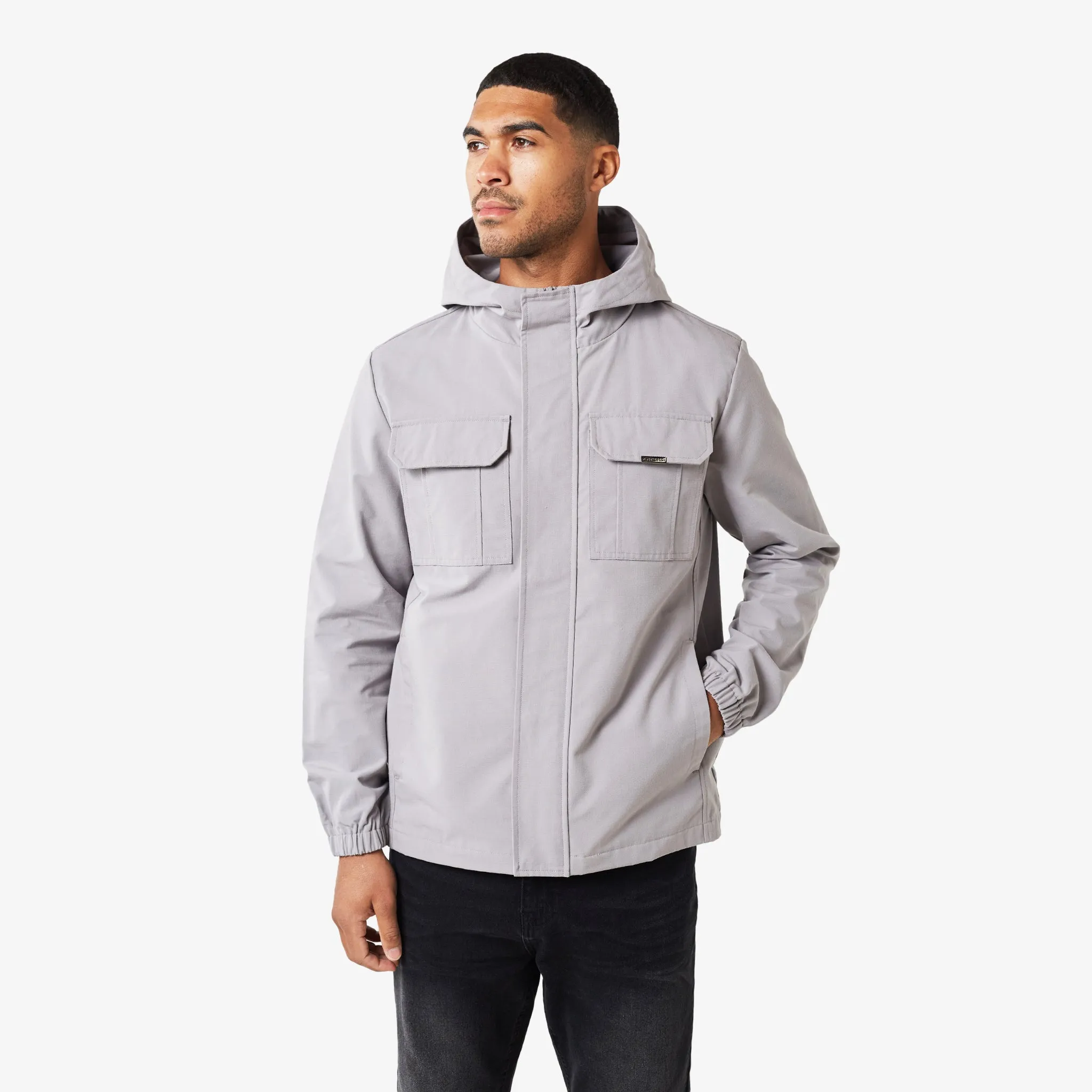 Premium Ripstop Jacket | Ice Grey Nylon Cover Double Breasted