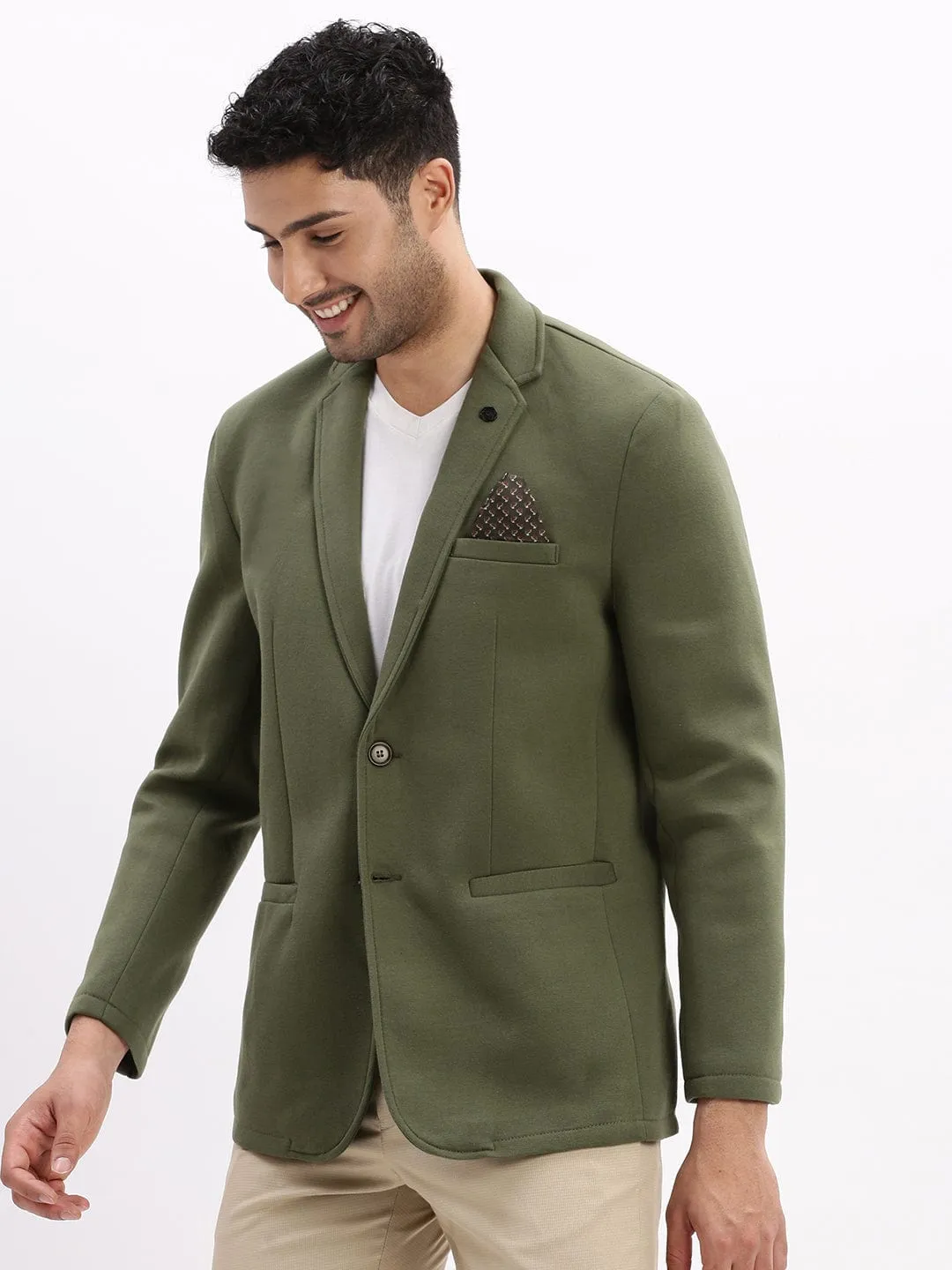 Men's Solid Green Single Breasted Casual Blazer All Season Comfy Essentials