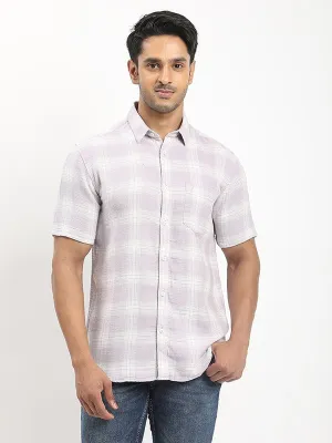 Men Checked Half Sleeve Cotton Shirt Breathable Style Bold Pattern