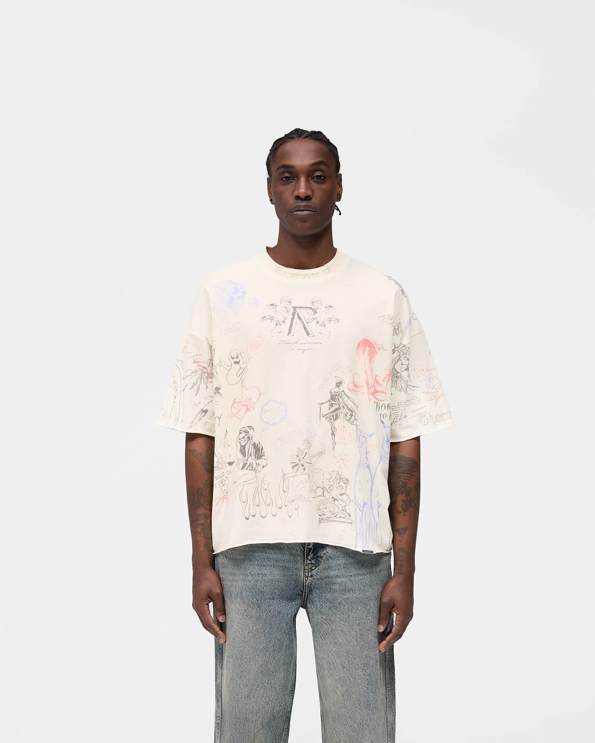 Layered Collar Structure Legacy T-Shirt - Buttercream