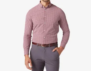 Anti Odor Treatment Urban Comfort Leeward Long Sleeve Dress Shirt In Garnet Gingham