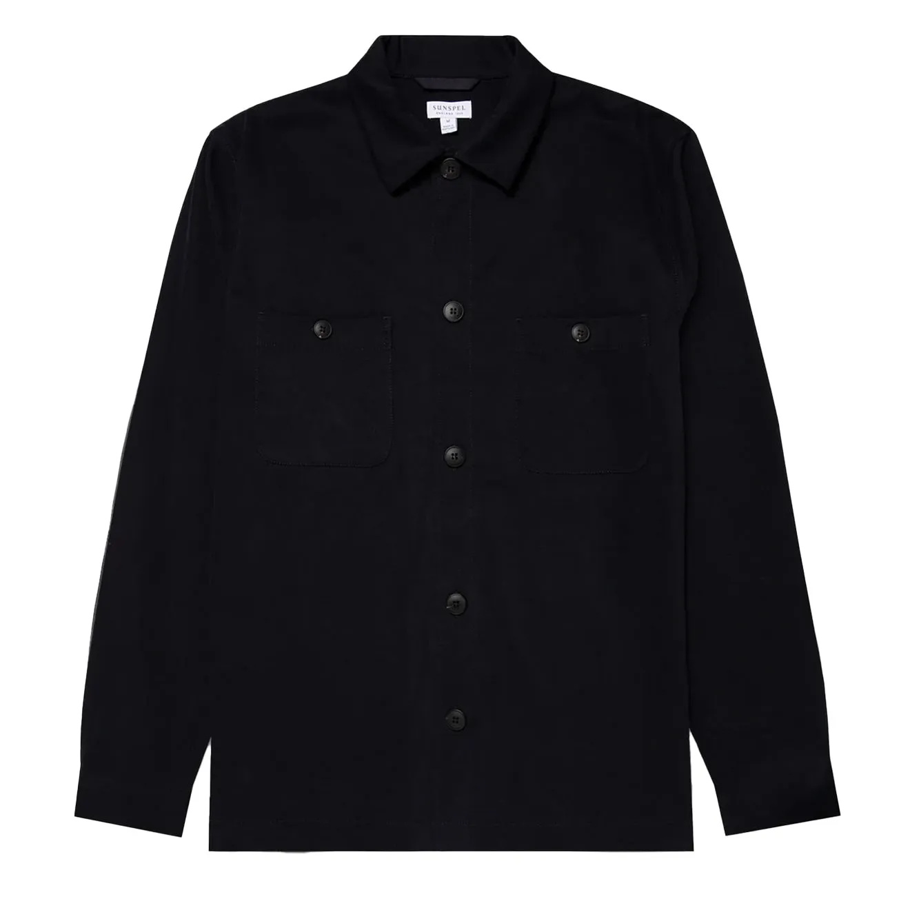 Everyday Fit Style Sunspel Brushed Cotton Overshirt Navy