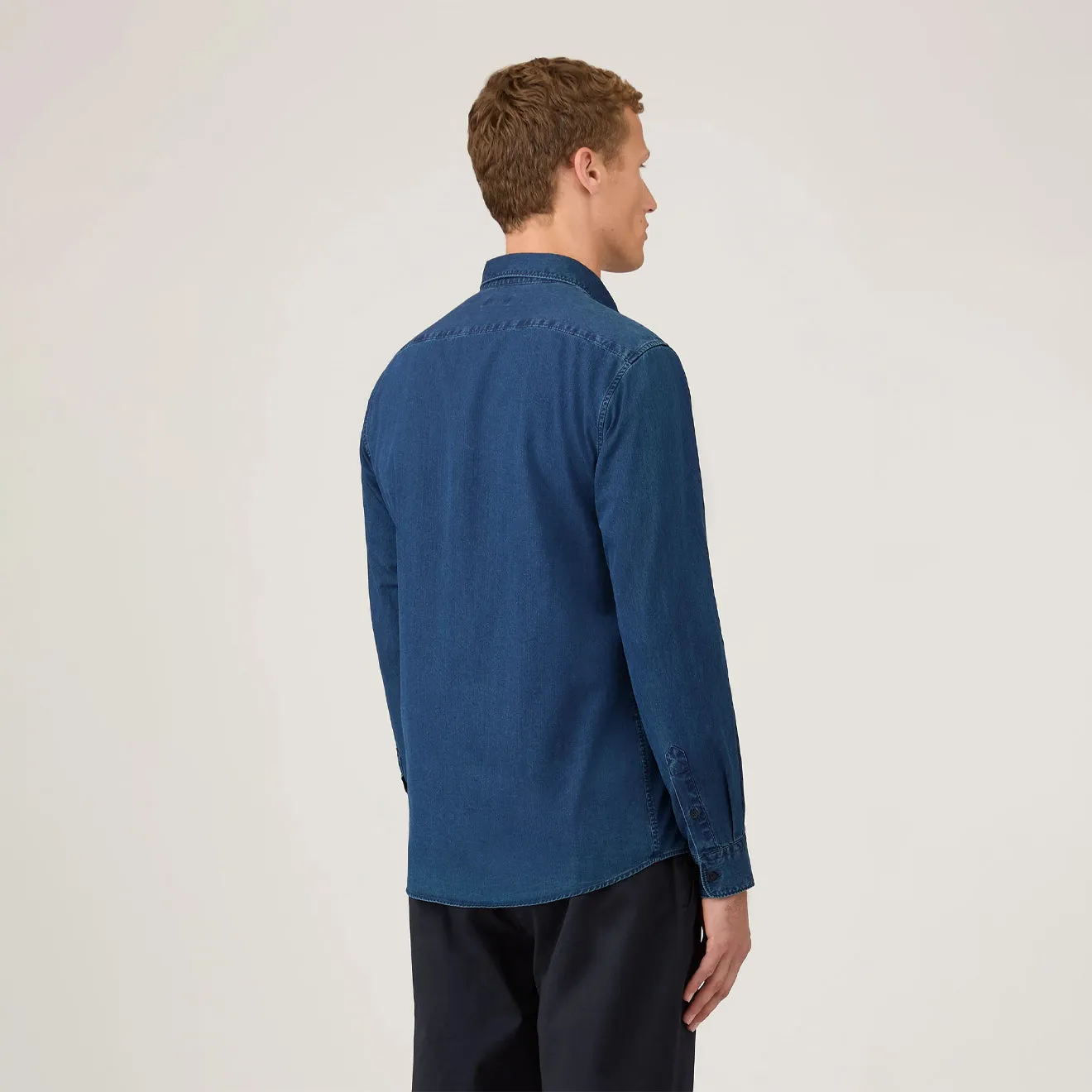 Pocket Reinforcement Pastel color Sunspel Button Down Shirt Indigo