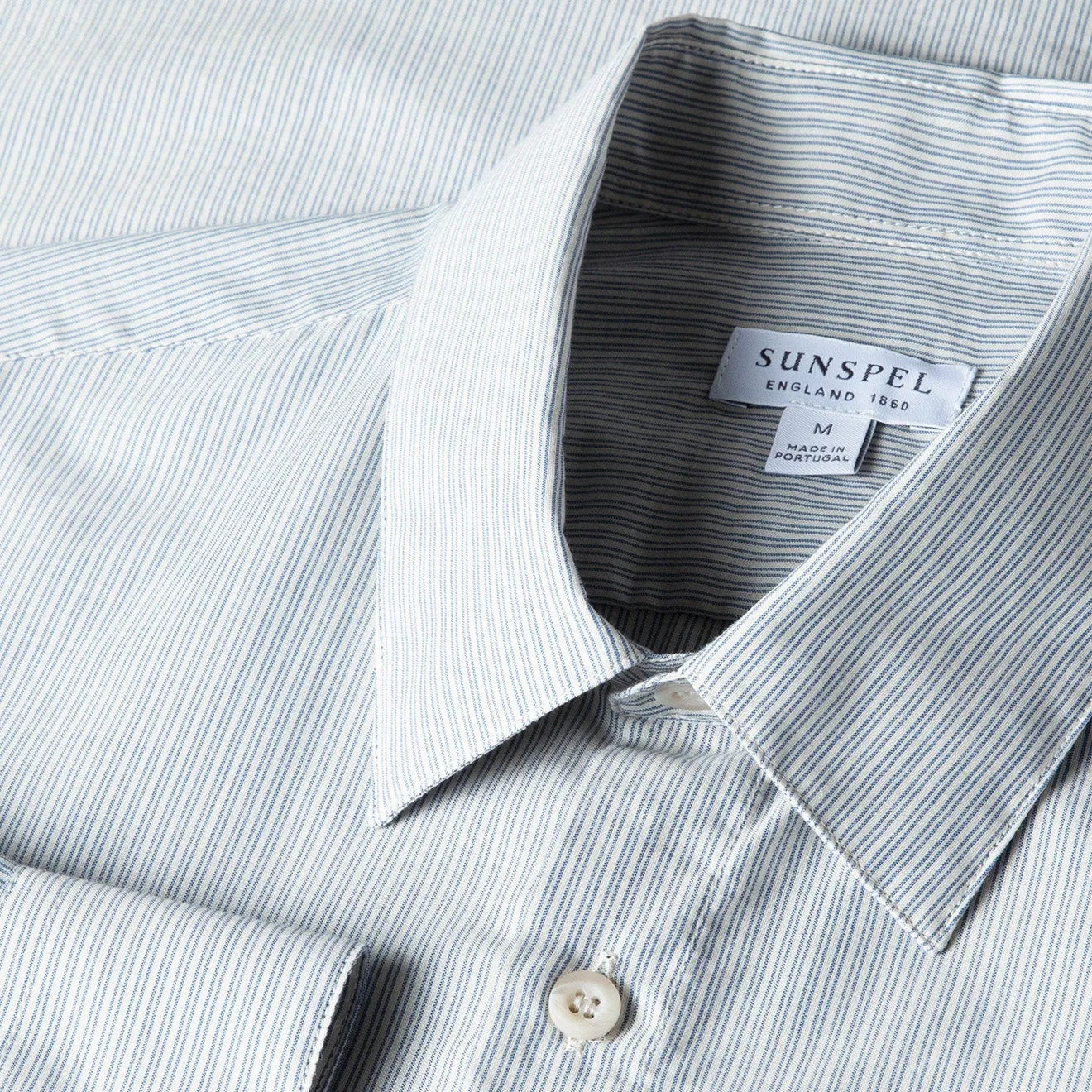 Sunspel Cotton Cashmere Shirt Light Blue / White Quick Release Cuffs