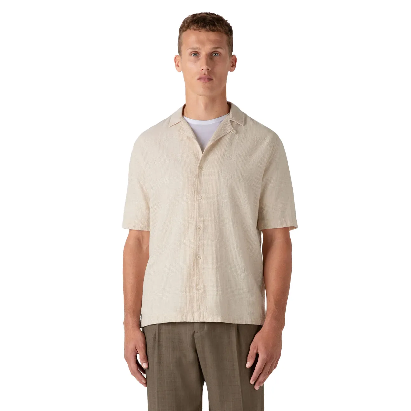 Sunspel Loose Weave Check Shirt Ecru All-Occasion Wear