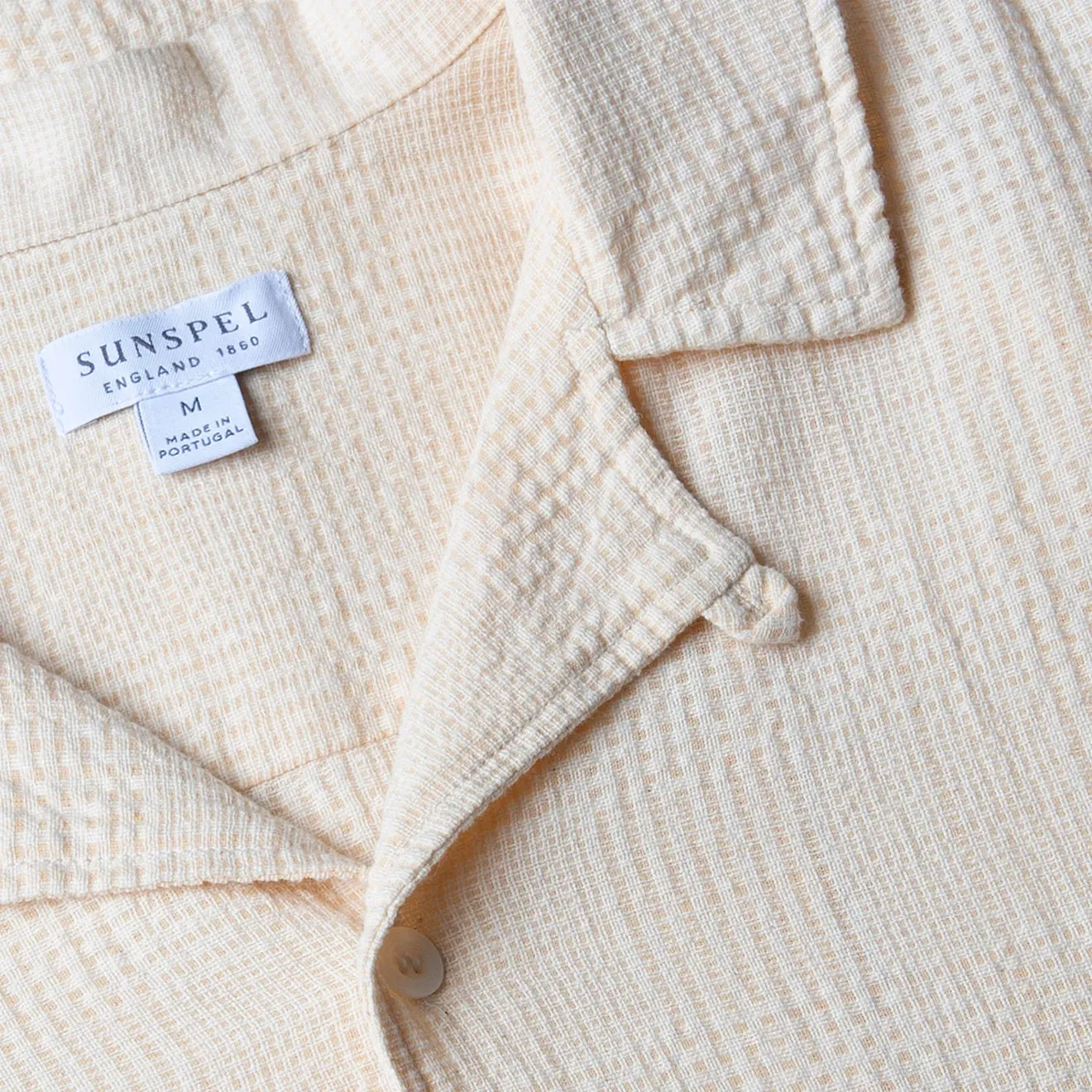 Sunspel Loose Weave Check Shirt Ecru Premium Pima Cotton