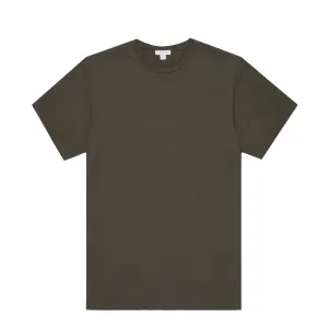 Sunspel S/S Riviera T-Shirt Dark Green Printed uniqueness Cotton Blend