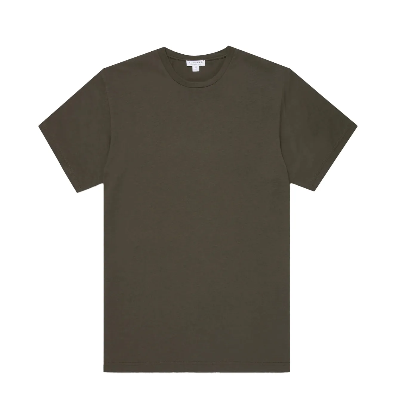 Sunspel S/S Riviera T-Shirt Dark Green Printed uniqueness Cotton Blend