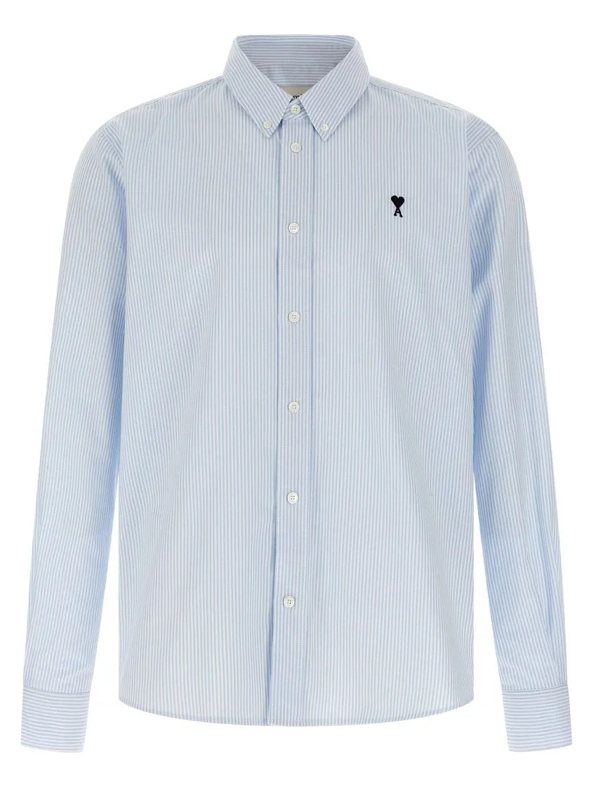 Airflow Ventilation System Subtle Details Striped Oxford Cotton Shirt With Button-Down Style