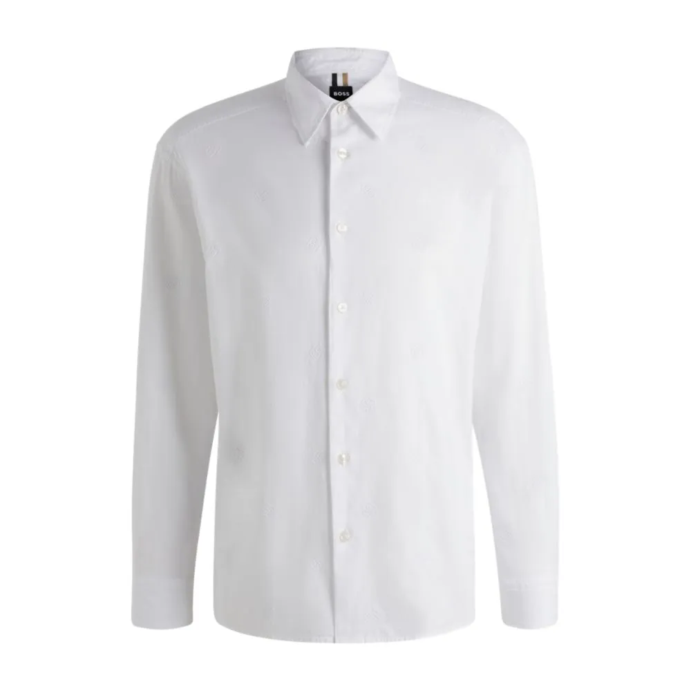 Dressy look Everyday Comfort Relaxed-fit cotton shirt with embroidered Double B monograms