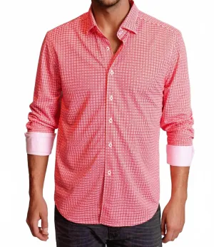 Swiss Check Long Sleeve Tech Shirt In Red / White Holiday Special