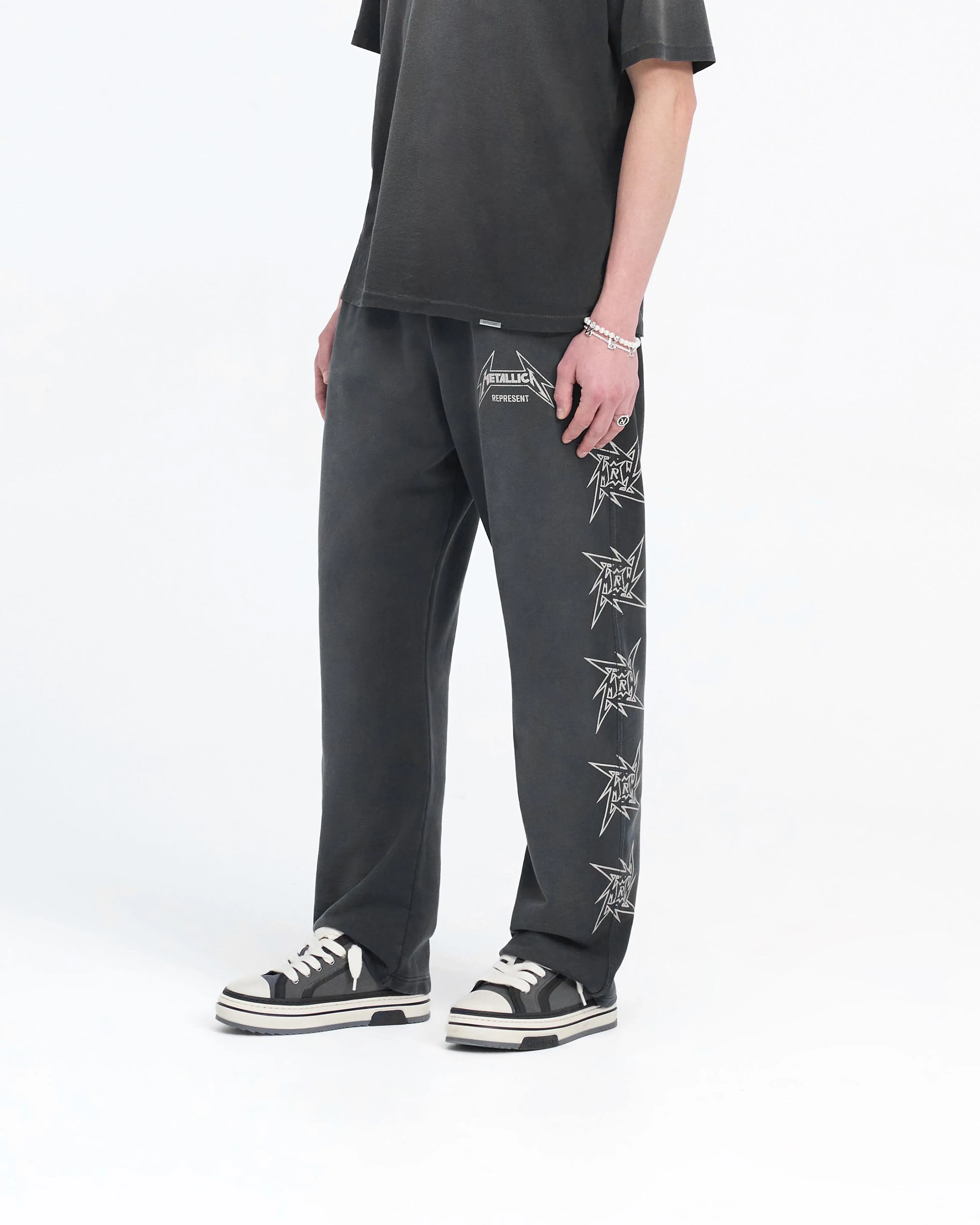 high waisted NonChafingEdges Represent X Metallica Local Crew Sweatpant - Stained Black