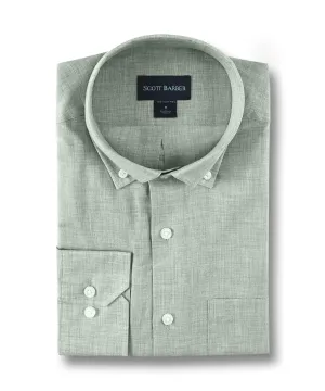 Heathered Chambray Solid, Sage Tear Resistant Reinforcement