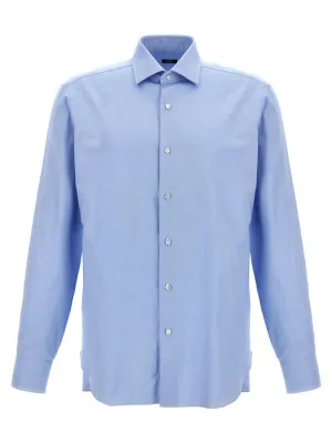 Tailored Blue Cotton Shirt Wrinkle-Free All-Weather Wear