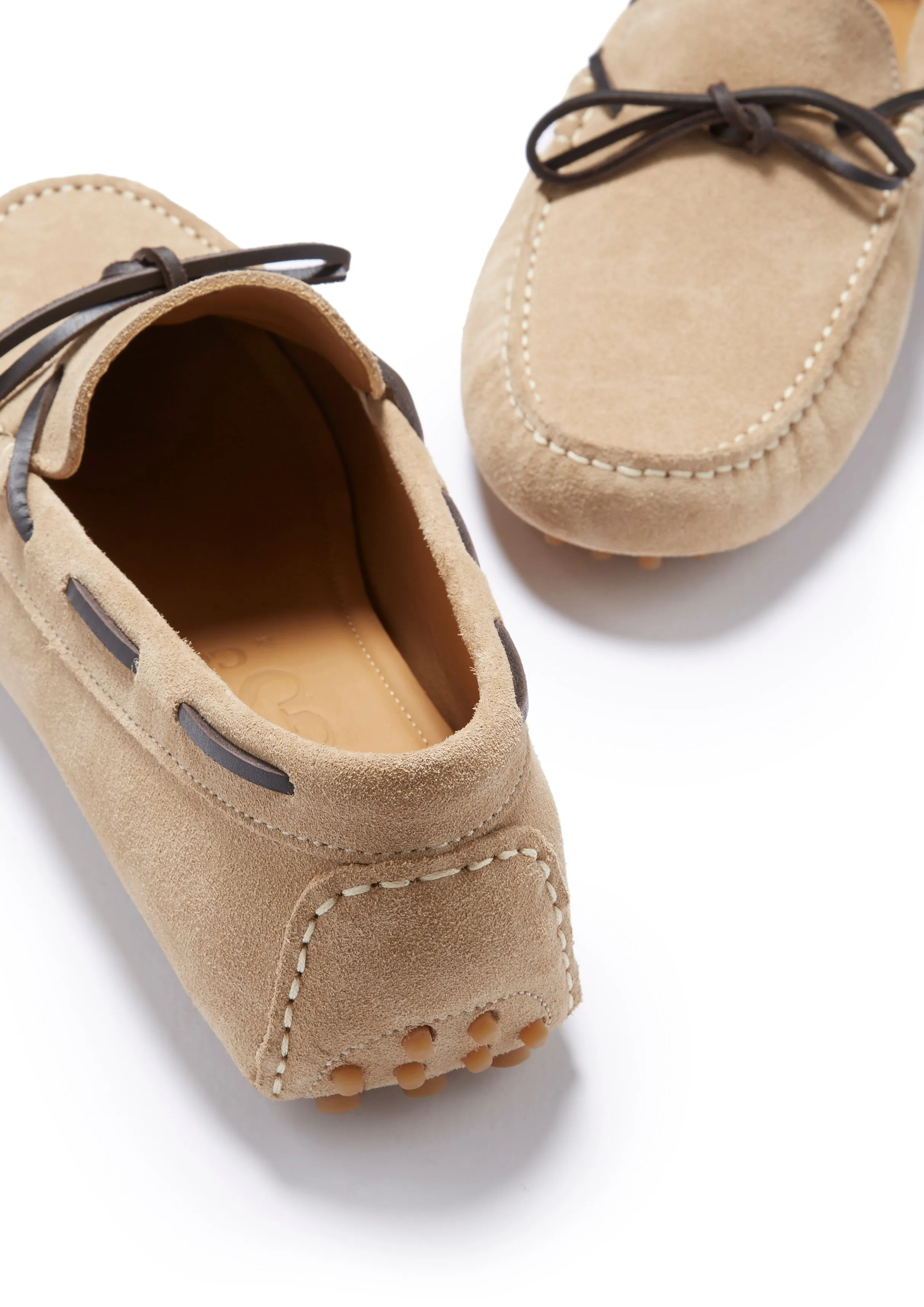 Calm Pace Laced Driving Loafers, taupe suede