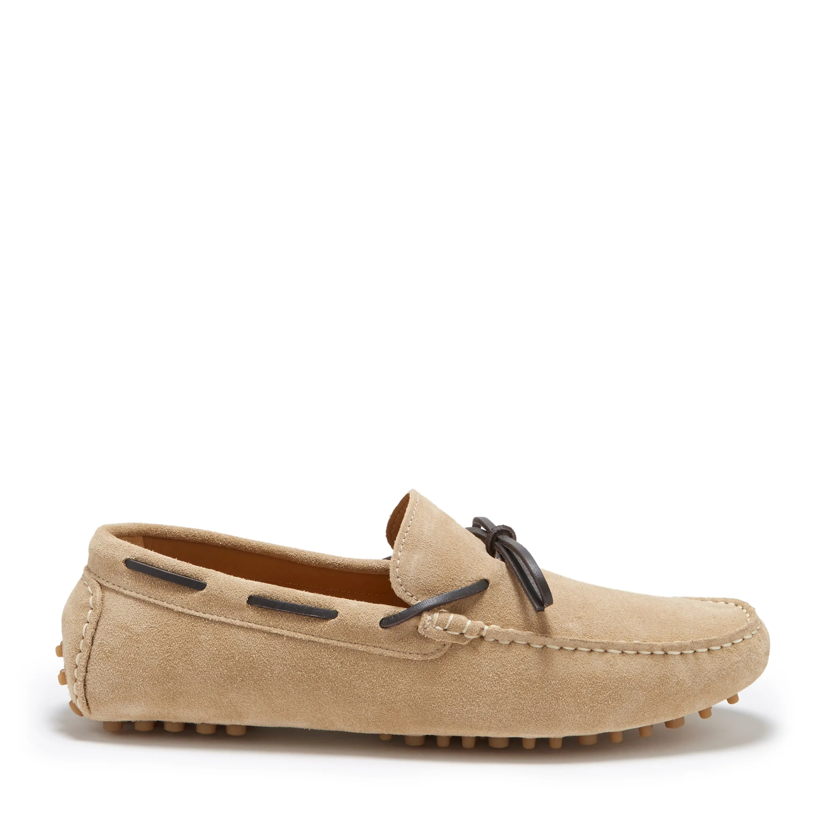 Laced Driving Loafers, taupe suede Firm Hold Supportive sole