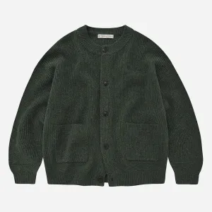 Frizmworks Heavy Wool Round Cardigan Forest Green AbrasionResistantClothing