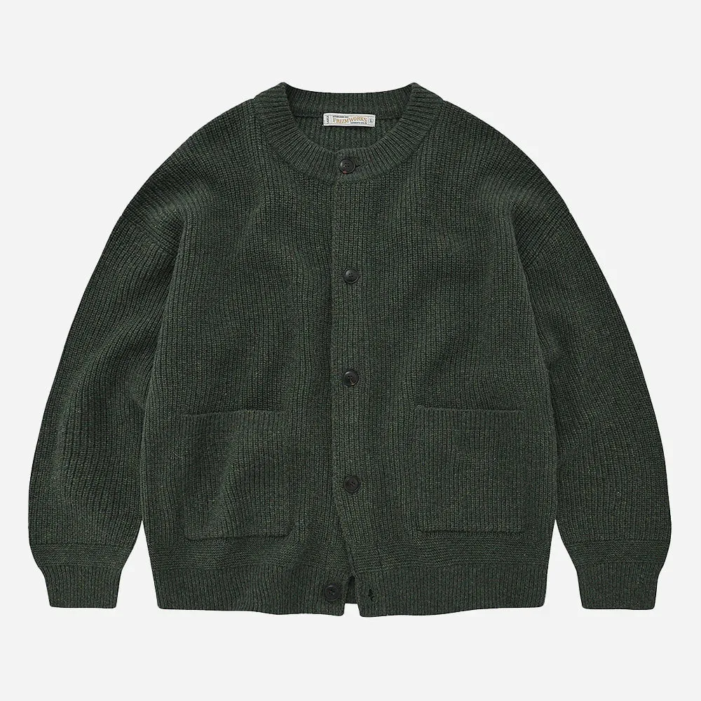 Frizmworks Heavy Wool Round Cardigan Forest Green AbrasionResistantClothing