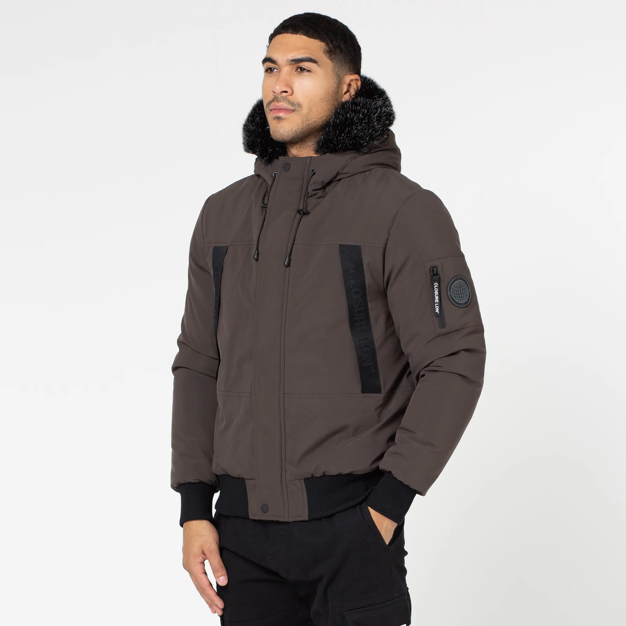Reinforced Shoulder Panels Ventilation Panels Taped Zip Pocket Short Puffer Jacket | Brown