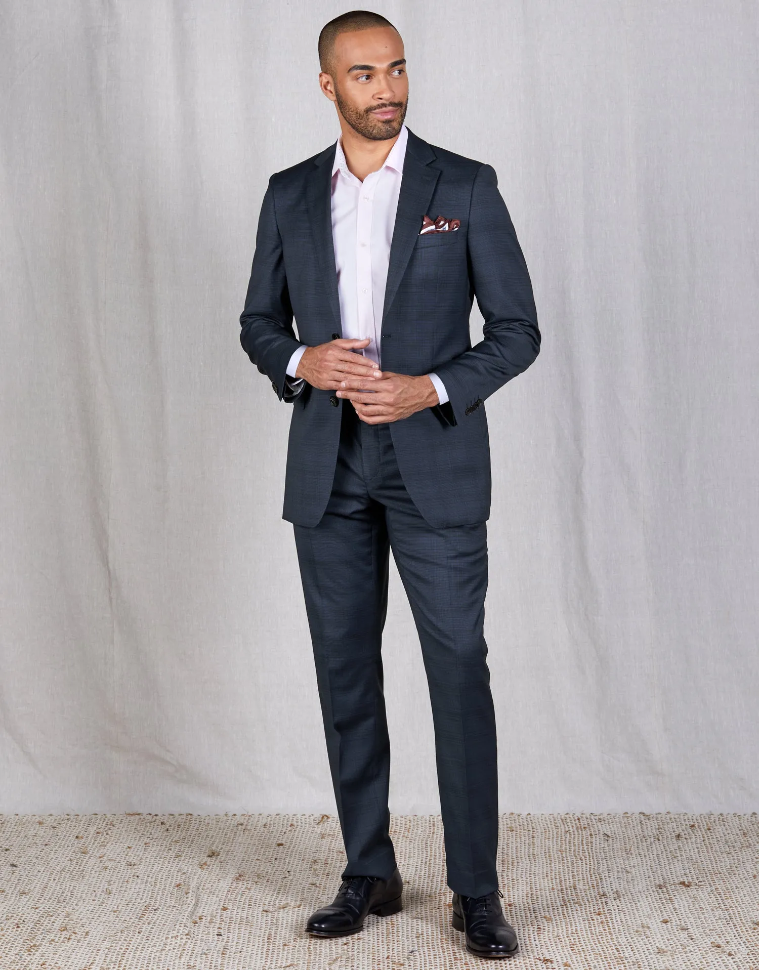 Lotus Blue Check Suit Trouser Fast Move Simple Silhouette