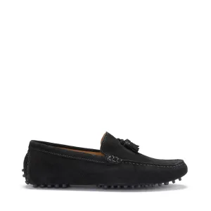 Tasselled Driving Loafers, black suede Quiet Park