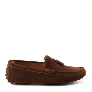Elegant Look Tasselled Driving Loafers, brown suede