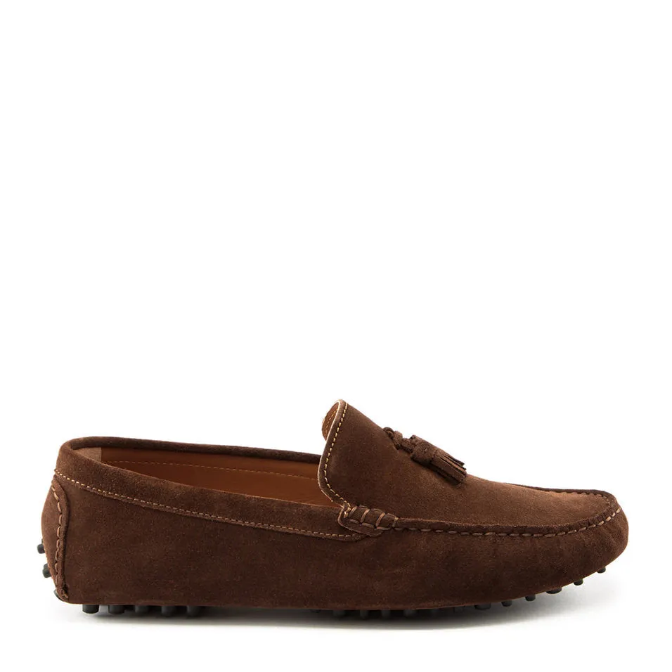 Elegant Look Tasselled Driving Loafers, brown suede