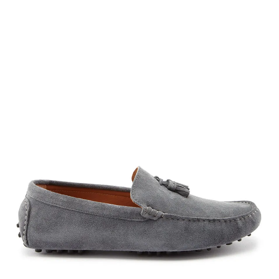 Tasselled Driving Loafers, slate grey suede Gentle Feel