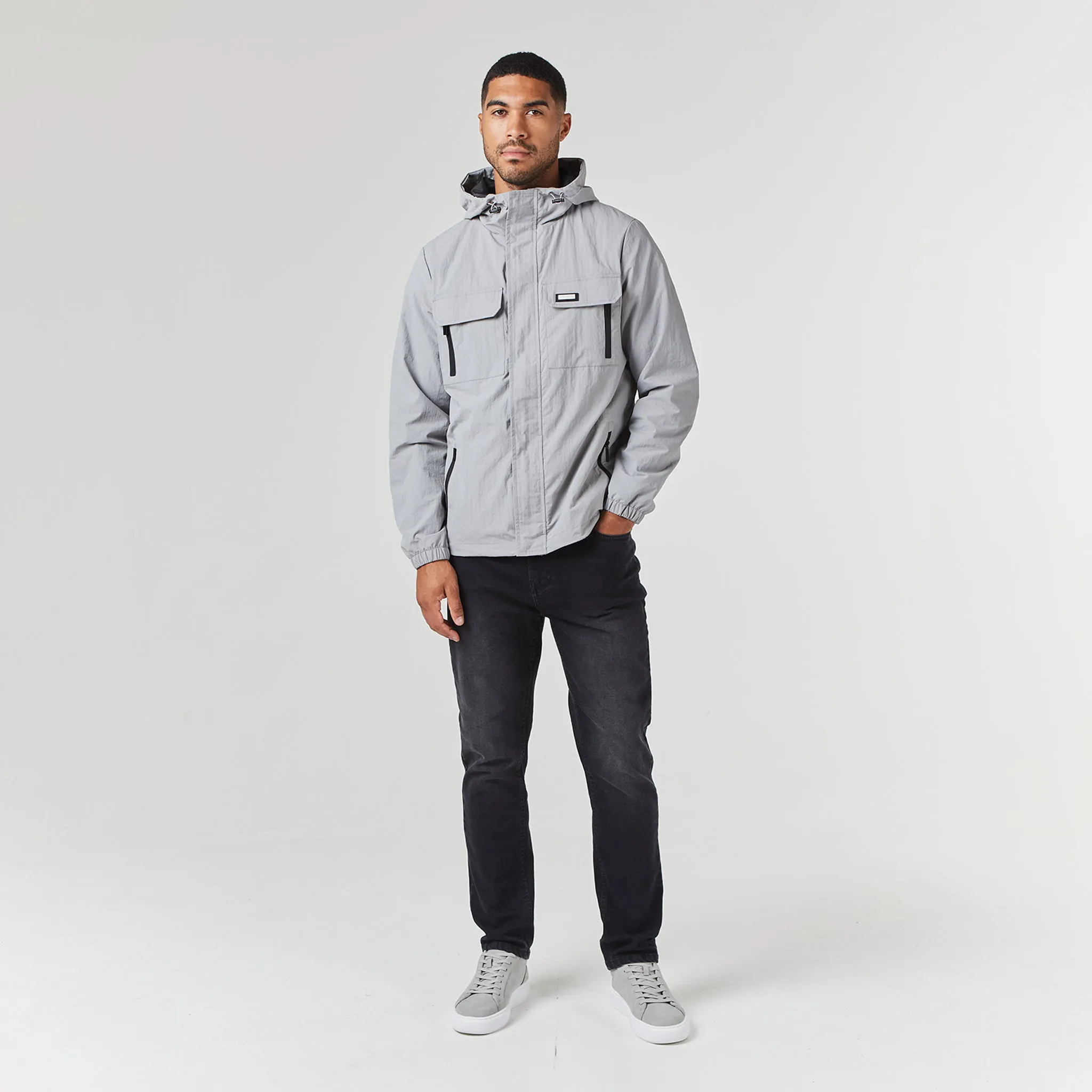 Tech Utility Jacket | Ice Grey Wind Resistant Lining