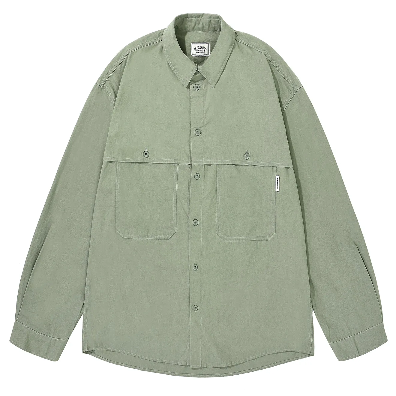 Subtle pattern Kappy Pocket Work Shirt Khaki