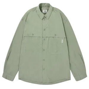 Subtle pattern Kappy Pocket Work Shirt Khaki