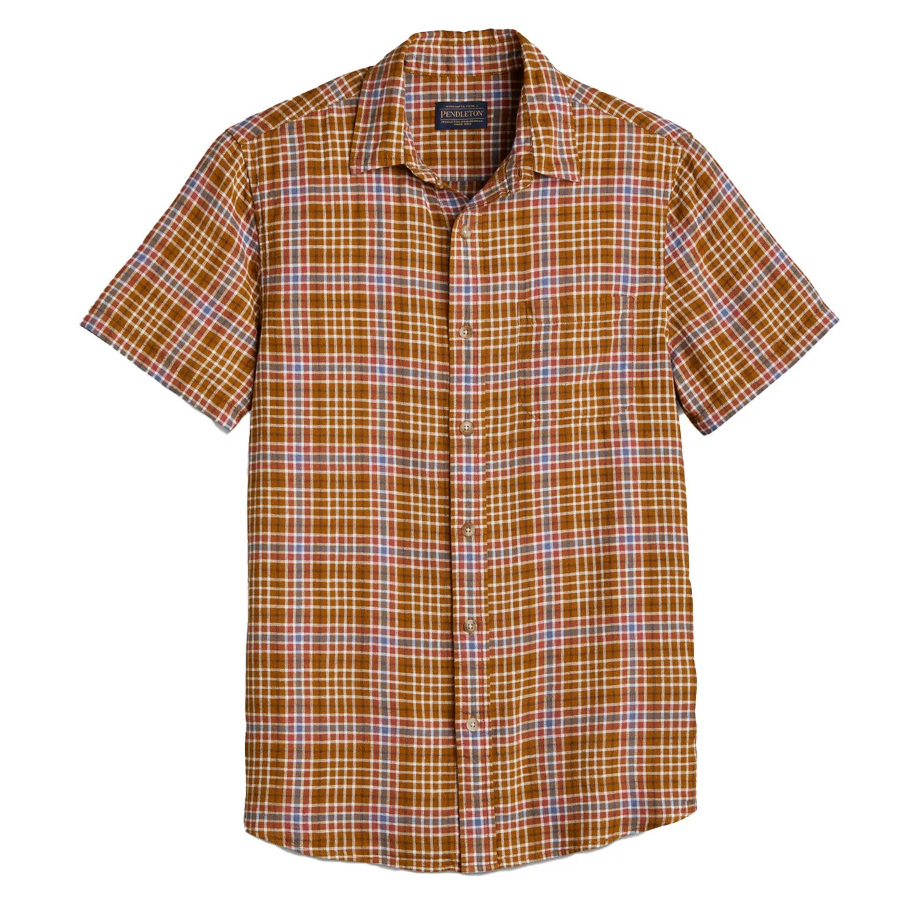 Pendleton Dawson Linen Shirt Bronze / Red / Blue Plaid Sustainable Choice Youthful Vibe