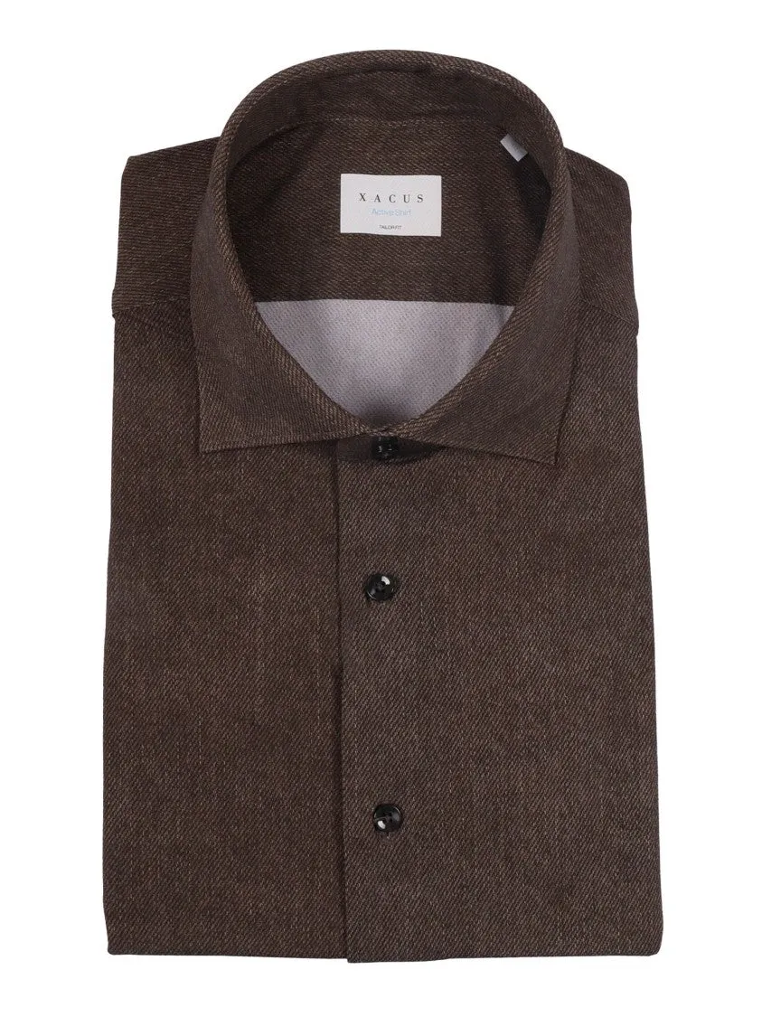 mix and match Textured Brown Casual Shirt With Classic Collar