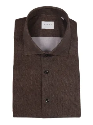 Textured Brown Casual Shirt With Classic Collar Cool Comfort Stylish Comfort