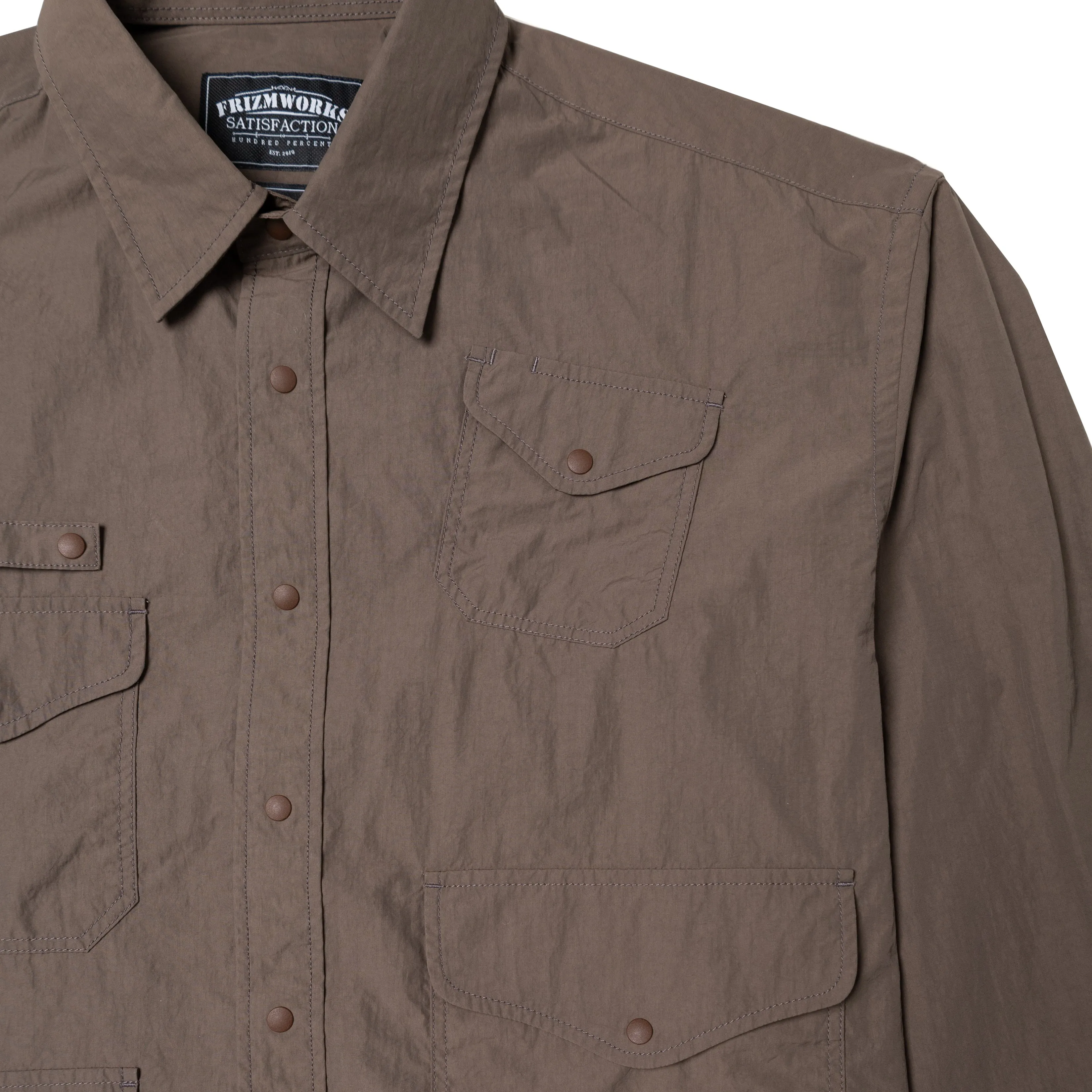 Frizmworks Nylon Utility Pocket Shirt Jacket Brown Night Out