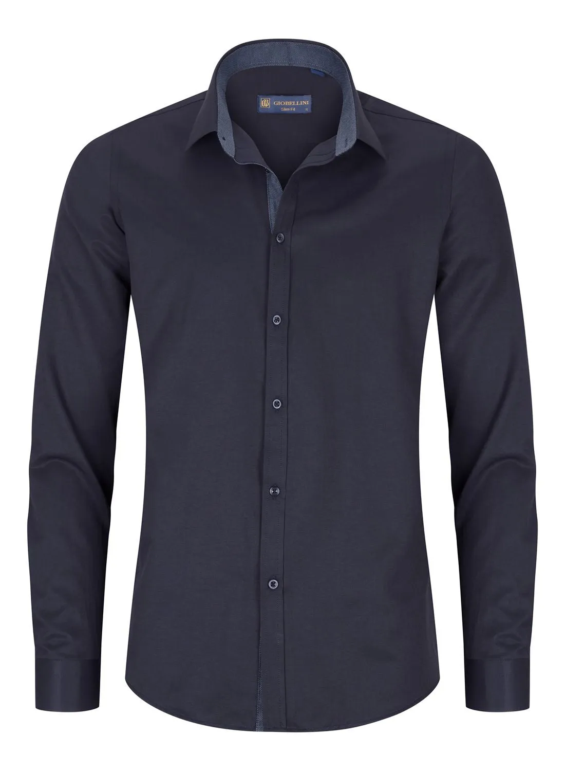 Navy Blue Button Down Cuff Long Sleeve Shirt Work From Home