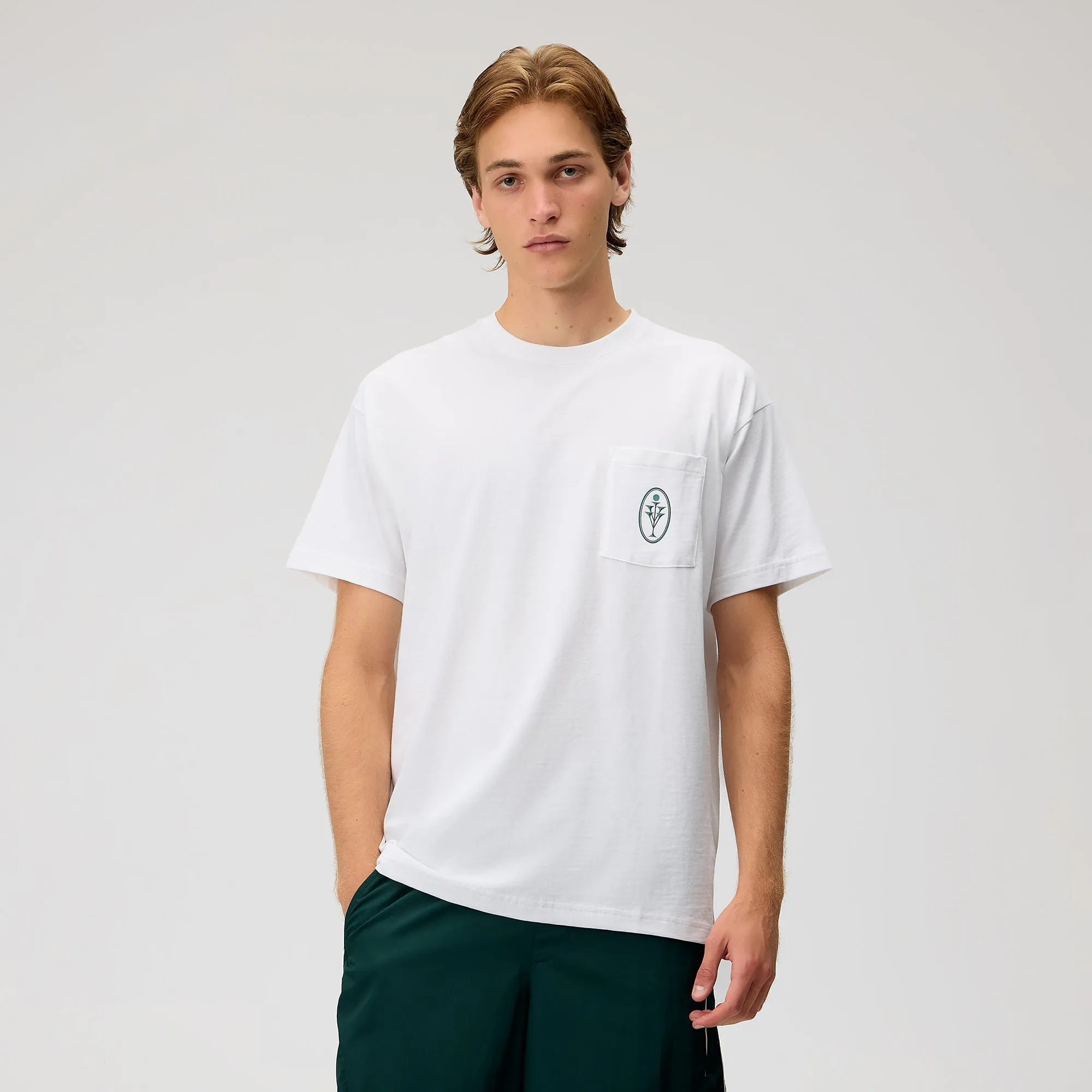 Curved Hem Casual Comfort Fit Kith Ivy Pocket Tee - White
