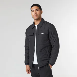 Quilted Overshirt Jacket | Black Camo Print Mesh Ventilation Panels
